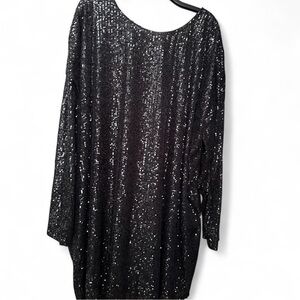 ASOS Curve Black Sequin Long Sleeve Dress